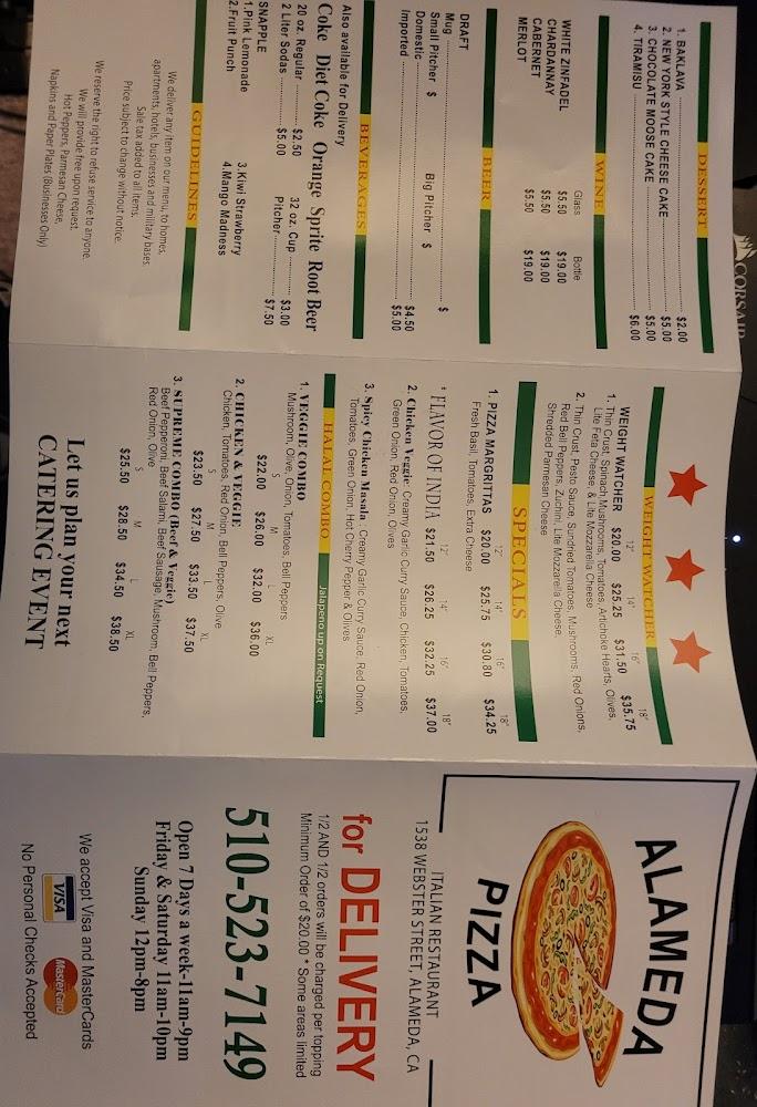 Alameda Pizza Menu image 3